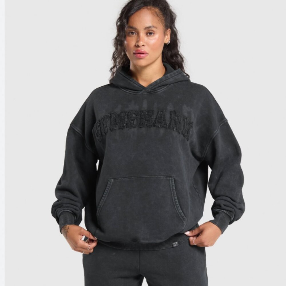 Gymshark Grunge Oversized Hoodie Black